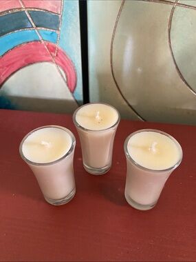 Cream Votive Candle Set in Glass Holders set of 3